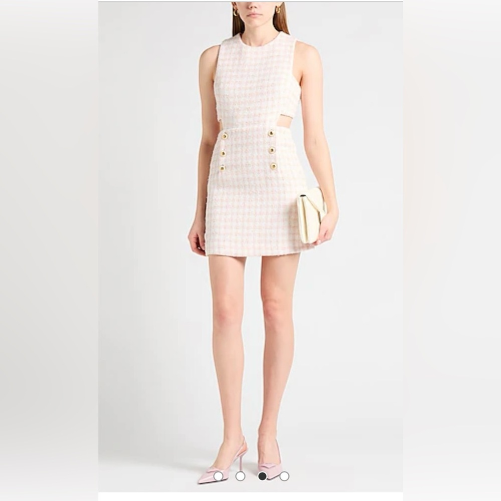 Sandro Pink and White Tweed Dress 6/38 NWT